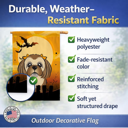 Caroline's Treasures BB1807CHF Halloween Chocolate Brown Shih Tzu Canvas House Size Flag, Multicolor, Large