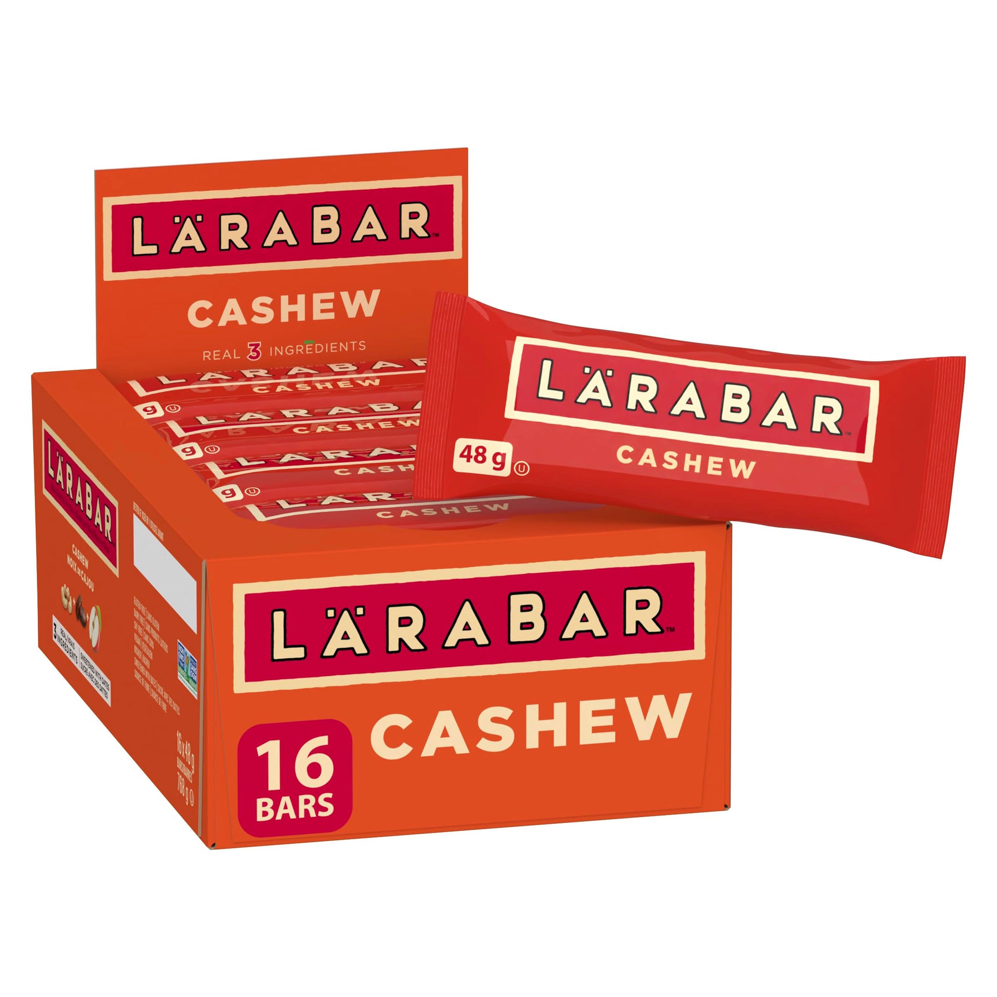 LÄRABAR Cashew, Fruit and Nut Energy Bar, Pack of 16 Bars, Gluten Free, Vegan, Family Pack, Snack Bars, 768 Grams Package - Available at All In One Marketplace Canada