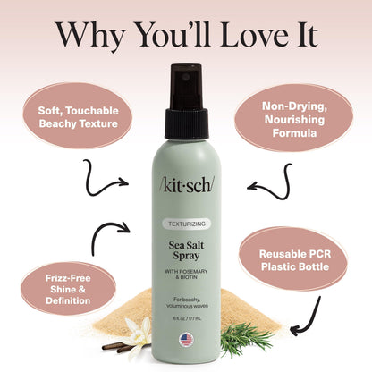 Kitsch Sea Salt Spray for Men and Women | Hair Spray with Rosemary, Biotin, Magnesium – Hair Texturizer for Natural Curls and Beach Waves, 177 mL - Available at All In One Marketplace Canada