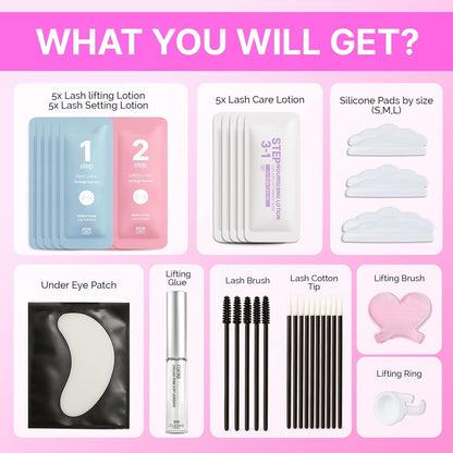 Korean Lash Lift Kit - 5 Sets At Home Eyelash Perm Kit with Upgraded Glue, Eyelash Lift, DIY Lash Perm Easy for Beginner & Professional, Semi Permanent Perming Wave Suitable For Salon & Home (Blue) - Available at All In One Marketplace Canada