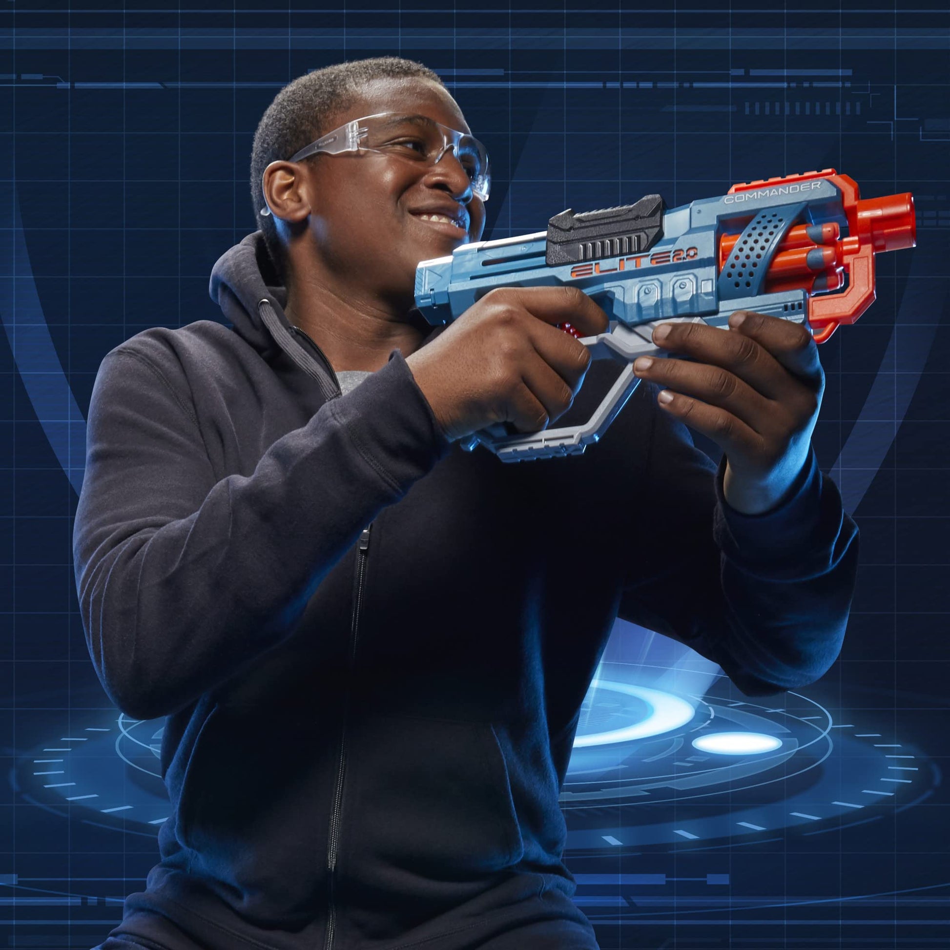 Hasbro Nerf Elite 2.0 Commander RD-6 Blaster, 12 Official Nerf Darts, 6-Dart Rotating Drum, Tactical Rails, Barrel and Stock Attachment Points, E9485 Nerf