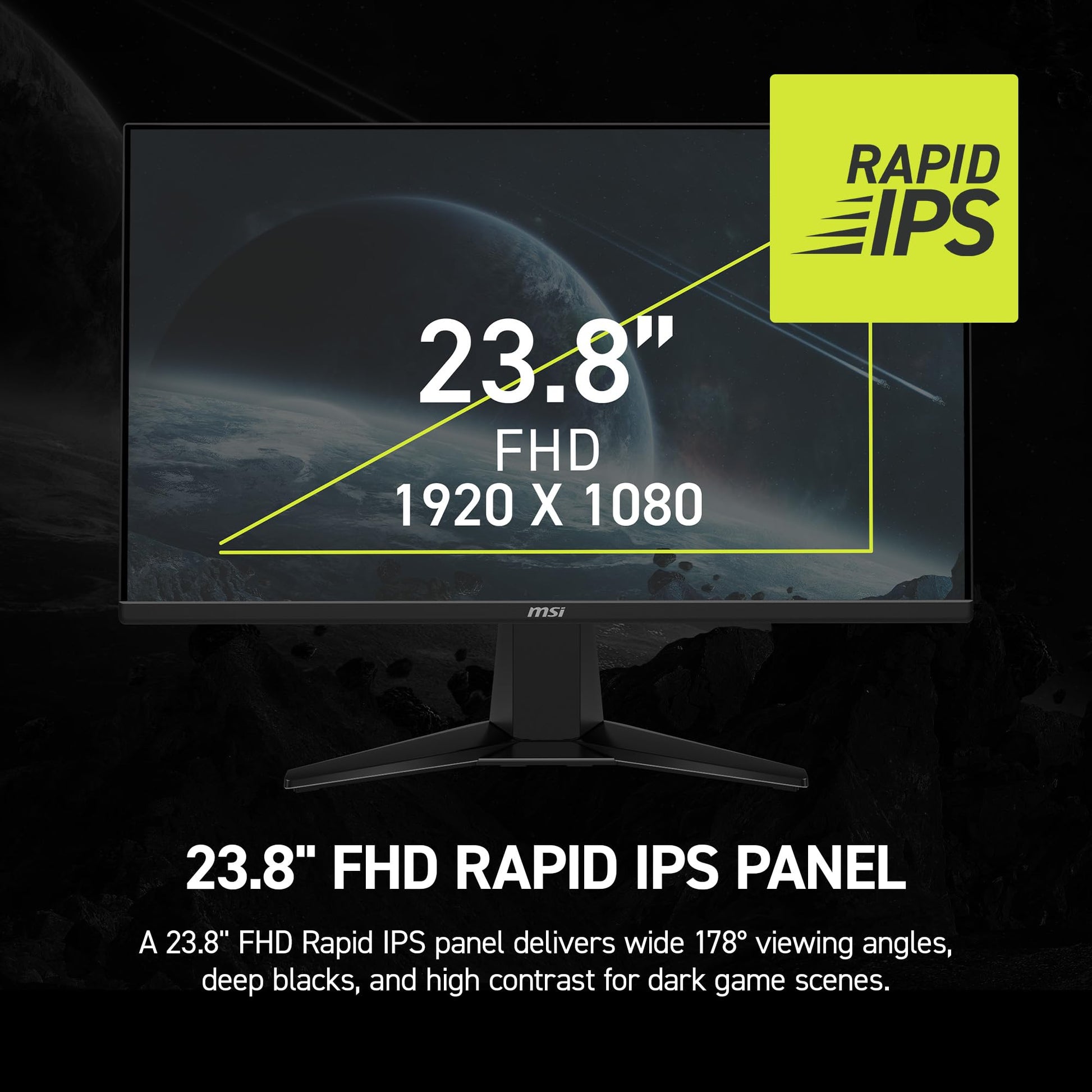 MSI MAG 245F X24 24-inch 1920 x 1080 (FHD) Gaming Monitor, 240Hz, FreeSync Premium, HDR Ready, HDMI, VGA Port, VESA Mountable, Tilt, 4-Side Slim Bezel, 0.5ms, Black MSI
