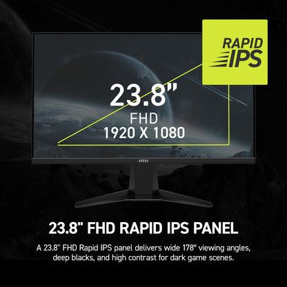 MSI MAG 245F X24 24-inch 1920 x 1080 (FHD) Gaming Monitor, 240Hz, FreeSync Premium, HDR Ready, HDMI, VGA Port, VESA Mountable, Tilt, 4-Side Slim Bezel, 0.5ms, Black MSI