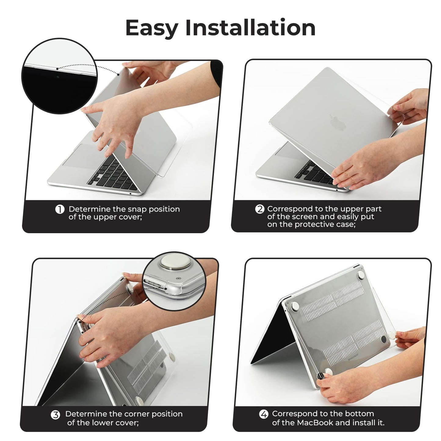 EooCoo Case Compatible with MacBook Air 13 inch M5 M4 M3 M2 2026-2022 A3449 A3240 A3113 A2681, 13.6" Hard Case Cover & Keyboard Skin & Screen Protector for Laptop Air 13.6 inch - Crystal Clear