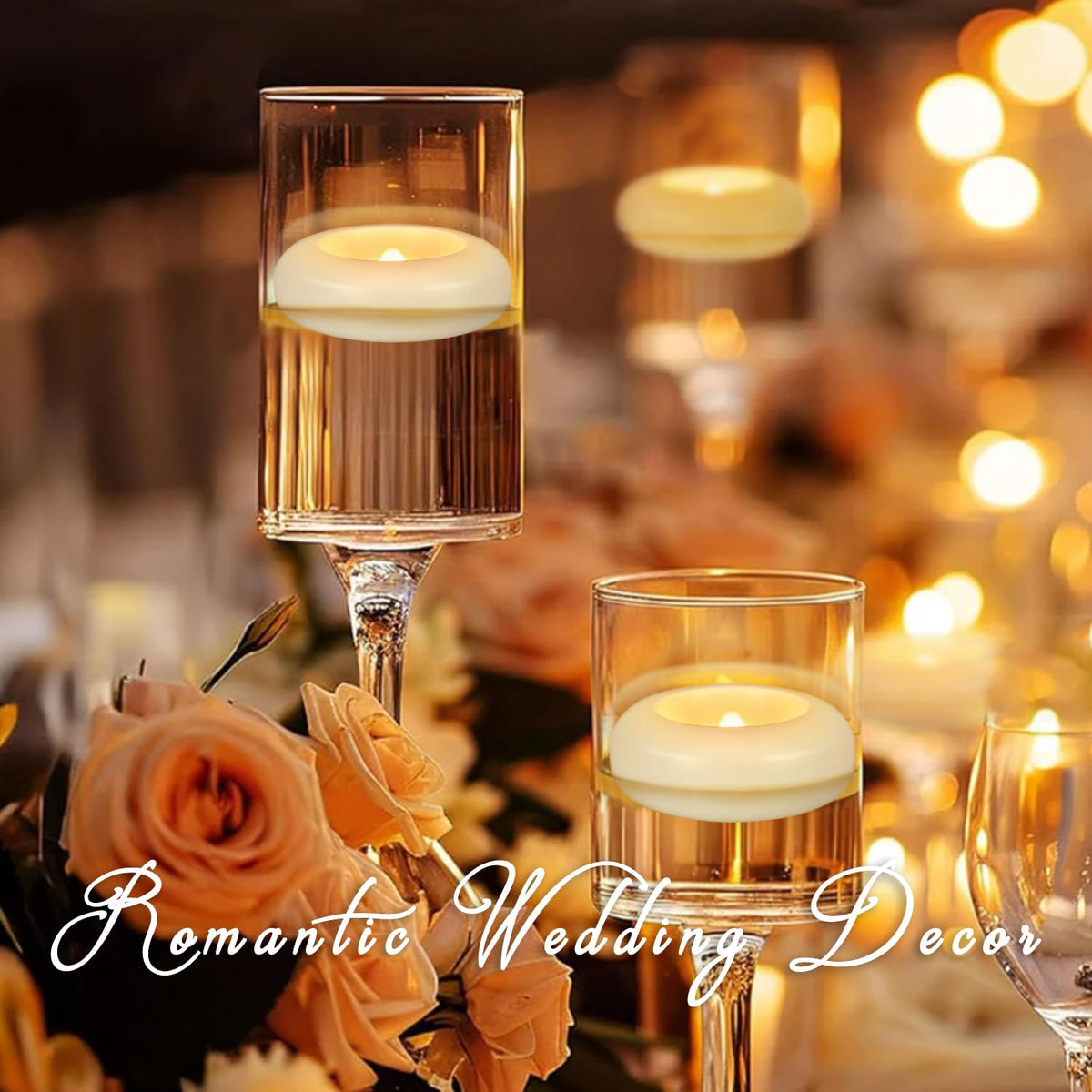 24 Pack 3”Floating Candles Water-Activated Flameless LED Candle, 120 Hour White Battery Operate Waterproof Tealights for Cylinder Vases, Centerpieces at Wedding, Party, Pool,Romantic,Christmas Gift. 🍁 All In One Marketplace Canada