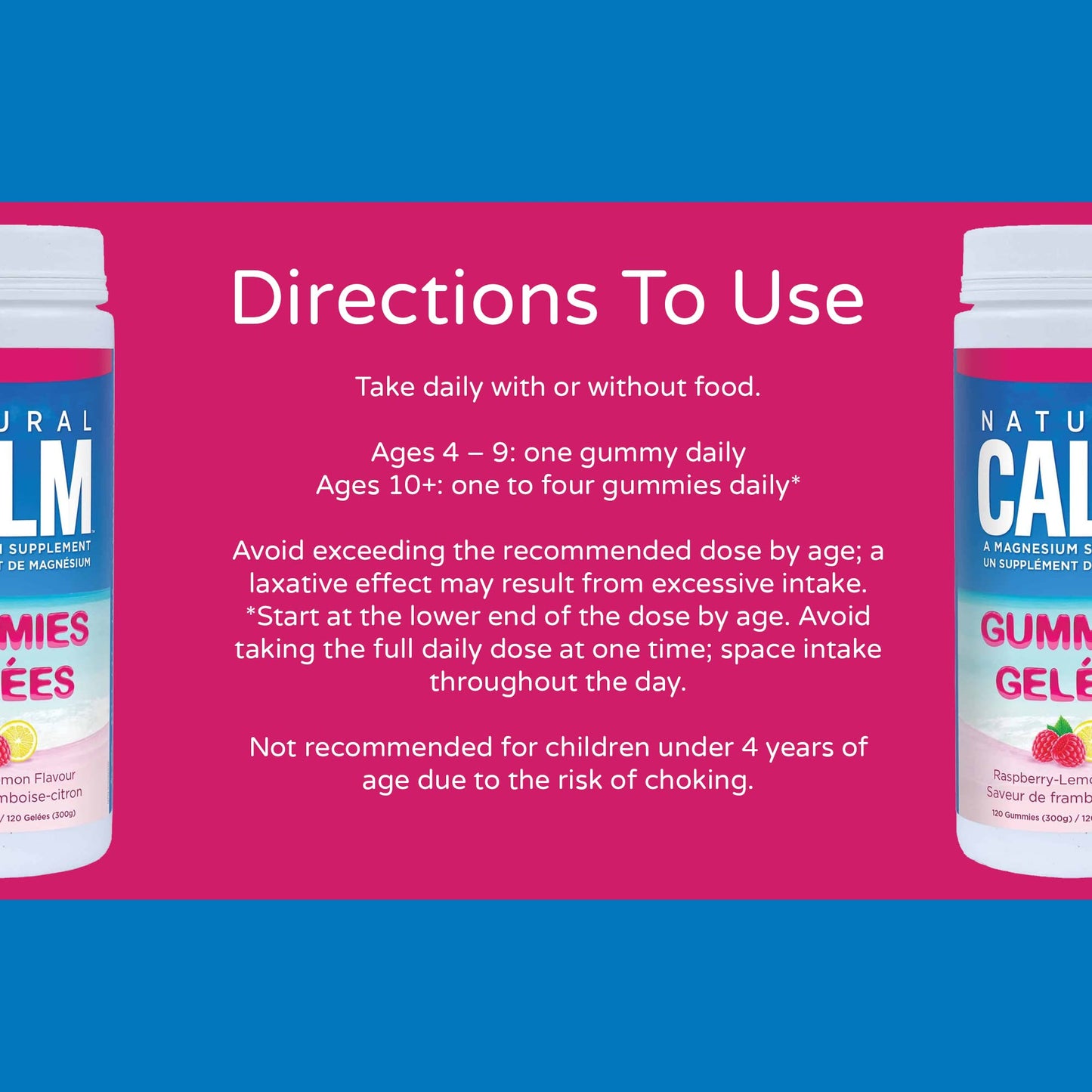 Natural Calm Magnesium Gummies (Raspberry Lemon Flavour), 120 Count - Chewable - Fast Absorbing - Relaxing - Vegan, Gluten-free, Ages 4 and up