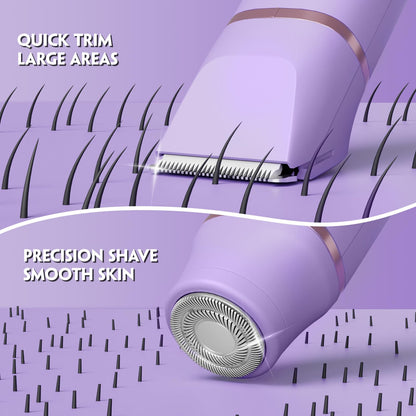 Electric Bikini Trimmer for Women - Tiovara Painless Electric Shaver,Cordless Electric Razors IPX7 Waterproof Pubic Hair Removal with USB Charge Dock for Bikini Underarm Leg Arm Body Face Silk Skin