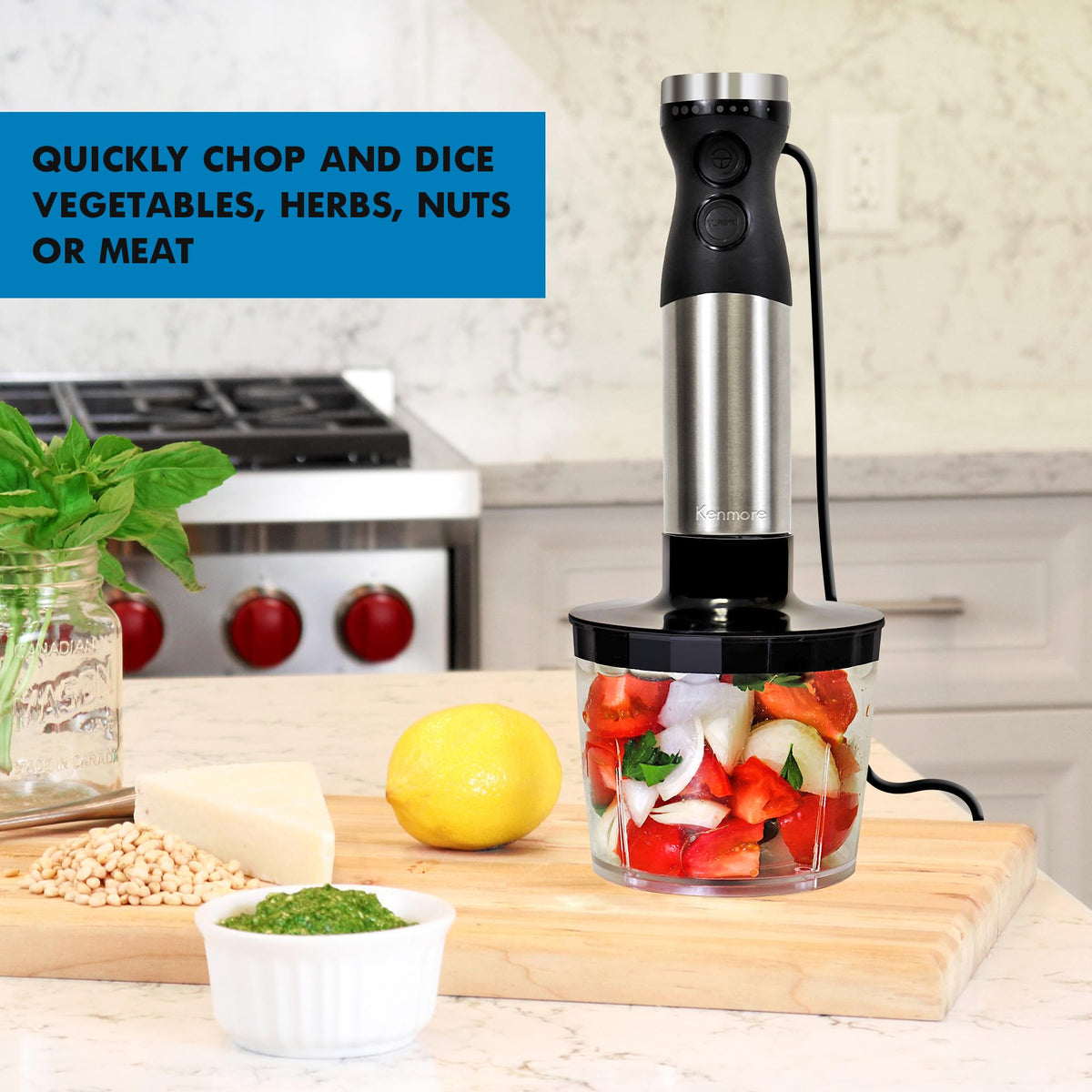Kenmore Variable Speed Hand Blender Set with Food Chopper & Whisk