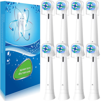 8 Pack Replacement Toothbrush Heads Compatible with Oral B iO, Brush Heads for Oral-B iO 2/3/4/5/6/7/8/9/10/7G Series, with Covers, White - Available at All In One Marketplace Canada