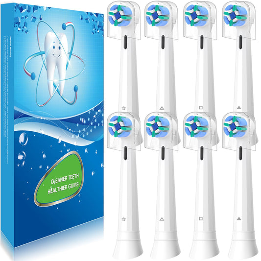 8 Pack Replacement Toothbrush Heads Compatible with Oral B iO, Brush Heads for Oral-B iO 2/3/4/5/6/7/8/9/10/7G Series, with Covers, White - Available at All In One Marketplace Canada