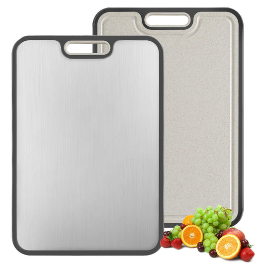 Cutting Board,Titanium Cutting Board, Kitchen Essentials, Cutting Boards for Kitchen, Double Sided Food Grade, Planche a Decouper, Chopping Board and Wheat Straw PP, Easy to Clean Large Size 16”×11” - Available at All In One Marketplace Canada