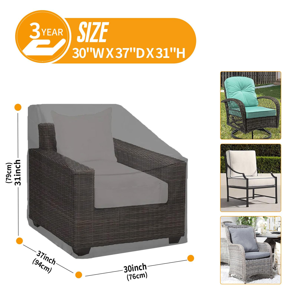 Kipiea 600D Patio Chair Covers Waterproof Winter 2 Pack - Heavy Duty Lawn Outdoor Furniture Chair Covers with Anti UV and No Tears, No Fading (30"W x 37"D x 31"H） 🍁 All In One Marketplace Canada