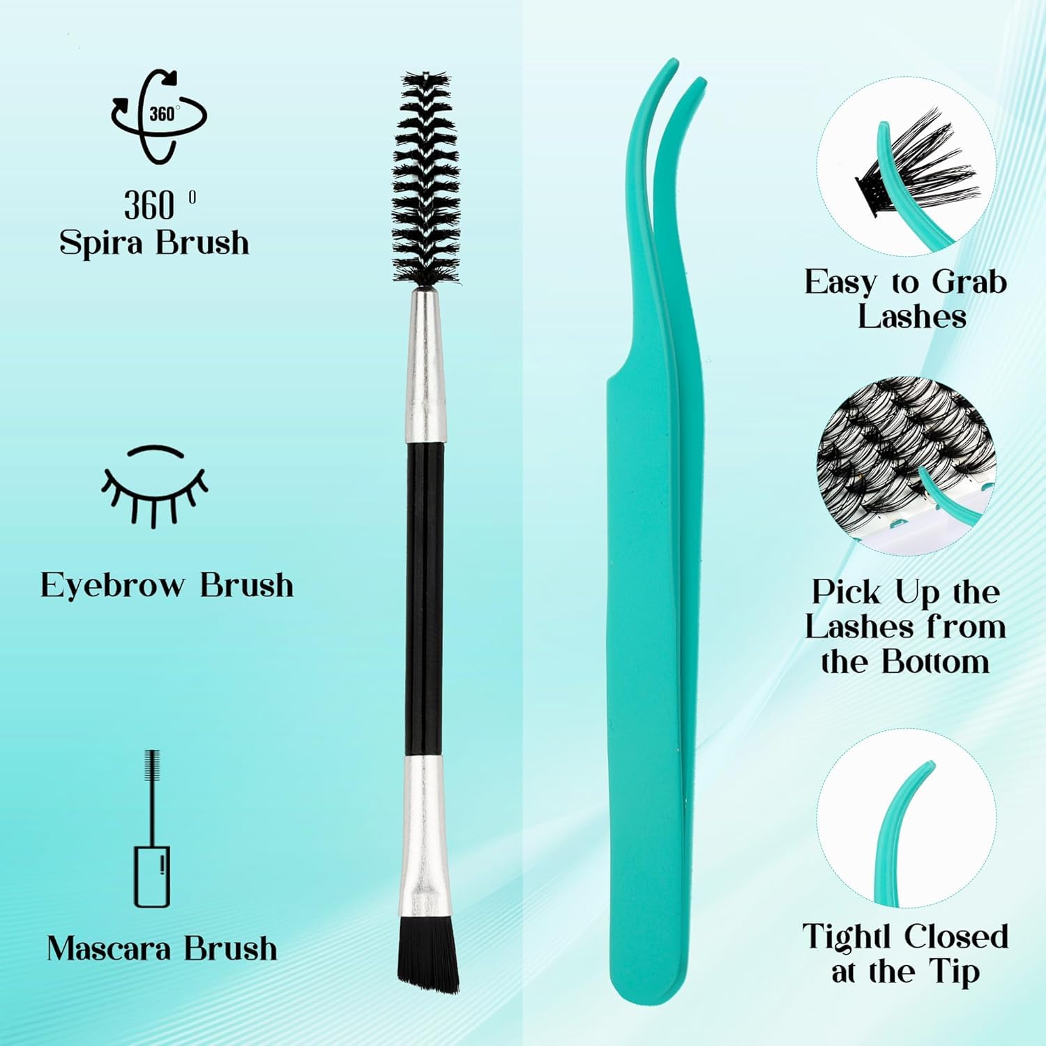 GEMERRY Cluster Lashes Lash Clusters Lash Extension Kit Black Brown Eyelashes 3D-200D 8-20mm (1 count (Pack of 1), Beginner Set-80D) - Available at All In One Marketplace Canada