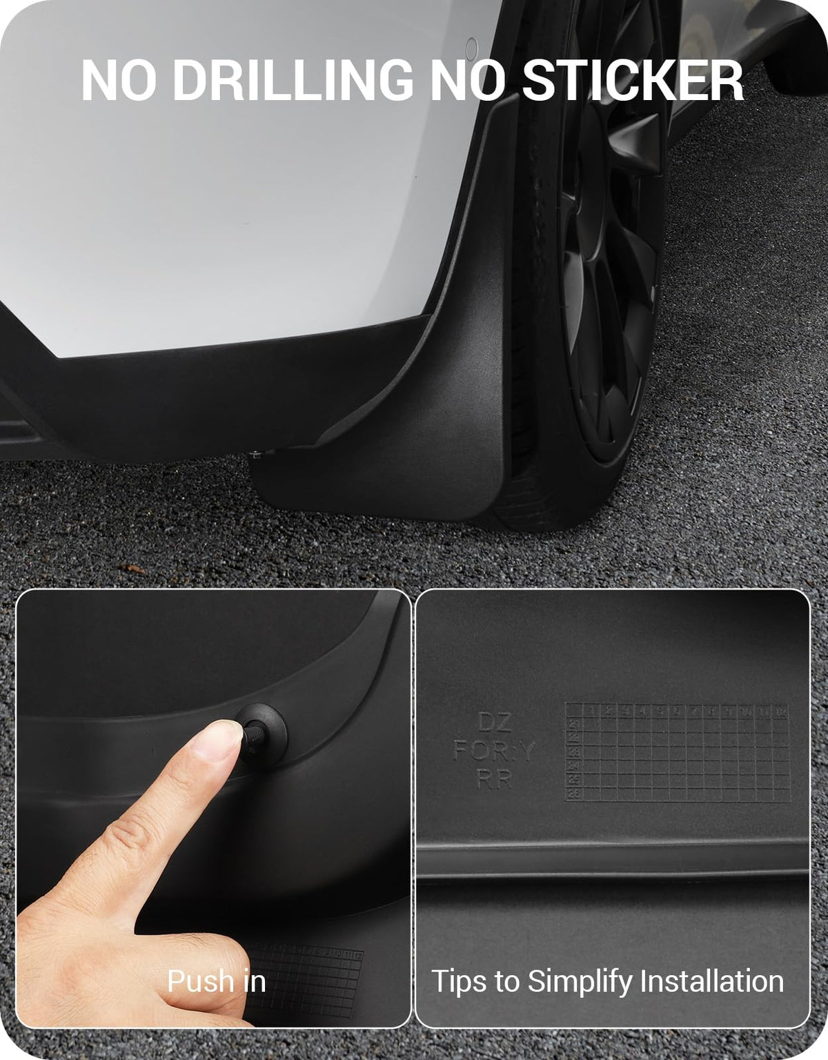 BASENOR 2020-2024 Tesla Model Y Mud Flaps Splash Guards Winter Vehicle Sediment Protection No Need to Drill Holes Vehicle Tire Protector Mudflaps All Weather Tesla Exterior Accessories (Set of 4) 🍁 All In One Marketplace Canada