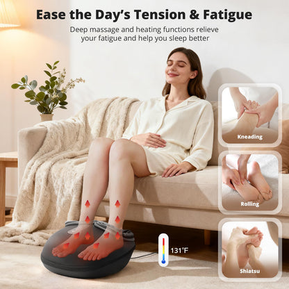 Medcursor Electric Shiatsu Foot Massager Machine with Soothing Heat, Deep Kneading for Foot Pain and Circulation, Multi-Level Settings & Air Compression, for Home or Office Use - Available at All In One Marketplace Canada