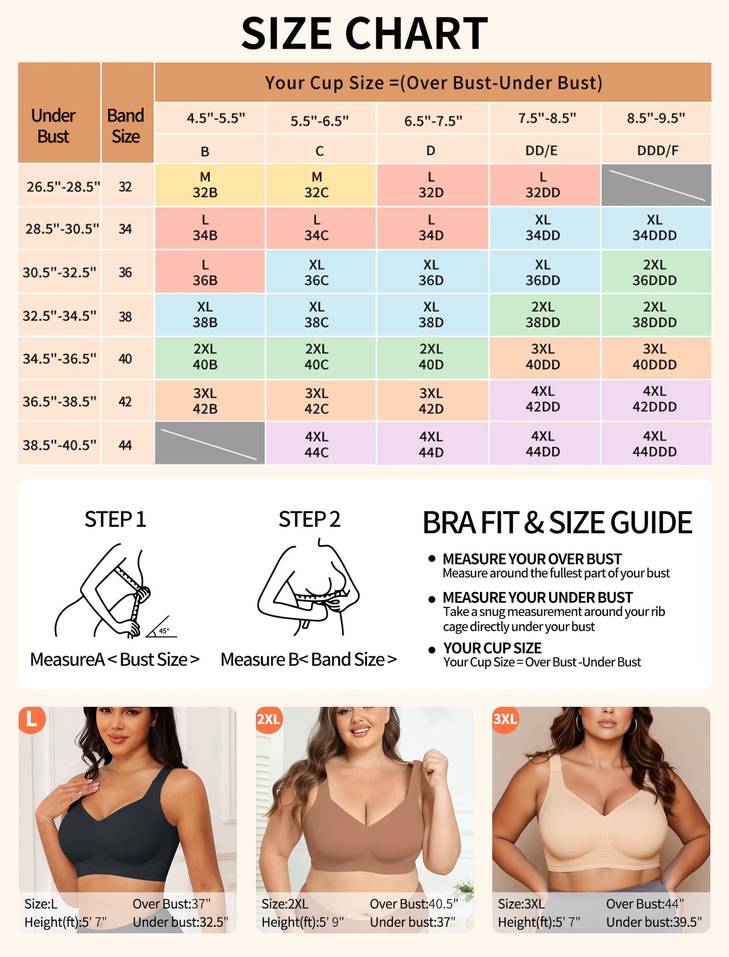 PoseFree Jelly Bras for Women Full Coverage Full Support and Lift No Underwire Back Smoothing Bralette Everyday Bra (Nude,XL)