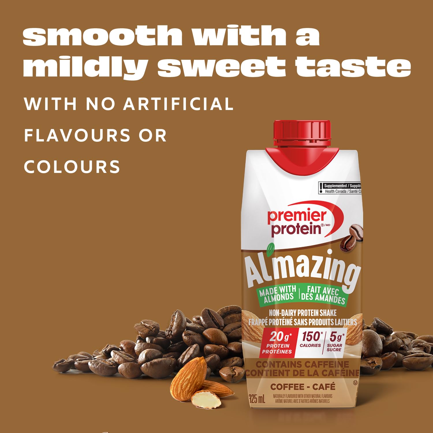 Premier Protein Al'mazing Non-Dairy Protein Shake, 20g Protein, 5g Sugar, 11 Fl oz, Coffee, 12 Count Premier Protein