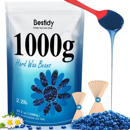Bestidy Wax Beads, Waxing beans for Hair Removal, Women Men, Home Waxing for All Body and Brazilian Bikini Areas (Blue-1000g) - Available at All In One Marketplace Canada
