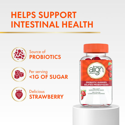 Align Probiotic Gummies for Women & Men, Helps Support Gastrointestinal Health, Made With Naturally Sourced Fruit Flavors, Strawberry Flavour, 60 Gummies - Available at All In One Marketplace Canada