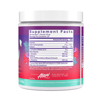 Alani Nu Pre-Workout Supplement Powder for Energy, Endurance, and Pump, Hawaiian Shaved Ice, 30 Servings (Packaging May Vary) Alani Nu