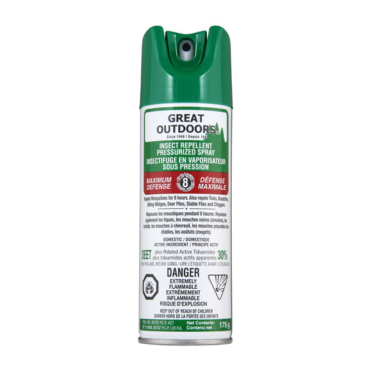 Great Outdoors Insect Repellent 30% DEET Aerosol Spray, 175g - Available at All In One Marketplace Canada