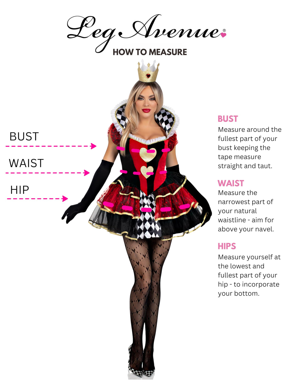 Costume d'Halloween 2 pièces Reine de cœur pour femme Leg Avenue, multicolore, grande taille