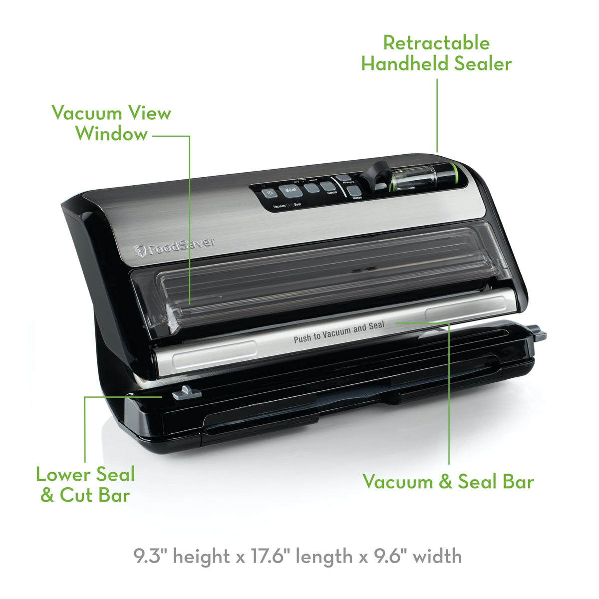FoodSaver Vacuum Sealer with Express Bag Maker - 2 in 1 Vacuum Sealing Machine with Handheld Sealer, 10 Bags & 1 Roll - Stainless Steel - FM5200