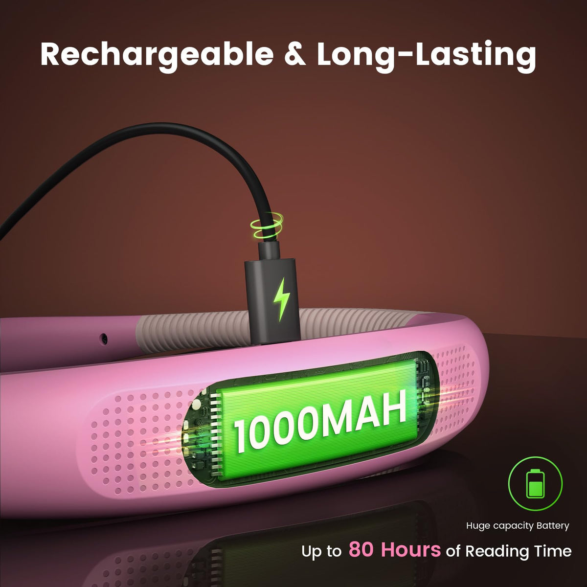 Glocusent Book Light, 80-Hr Rechargeable Reading Light, Bendable Neck Light 🍁 All In One Marketplace Canada