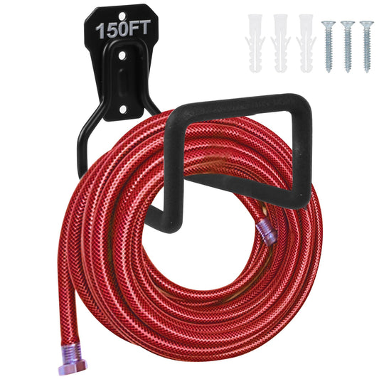 Metal Garden Hose Holder - Heavy Duty Hose Hanger Wall Mounted Water Hose Holder for Outside Yard, Sturdy Hose Reel Hose Hooks Ideal for Water Hose, Extension Cords