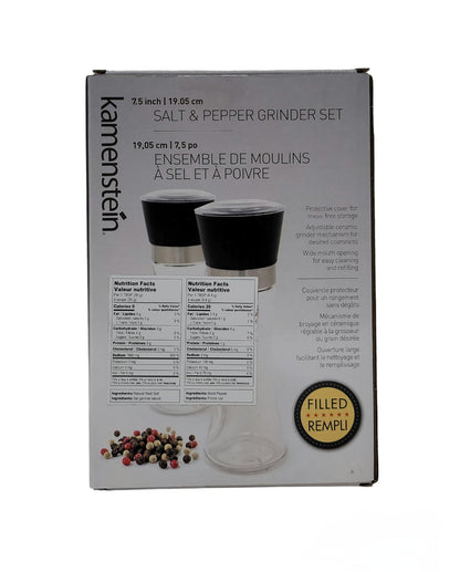 Kamensteín - Salt & Pepper Grinder Set, Includes Black Peppercorns and Pink Himalayan Salt (7.5inch) - Available at All In One Marketplace Canada