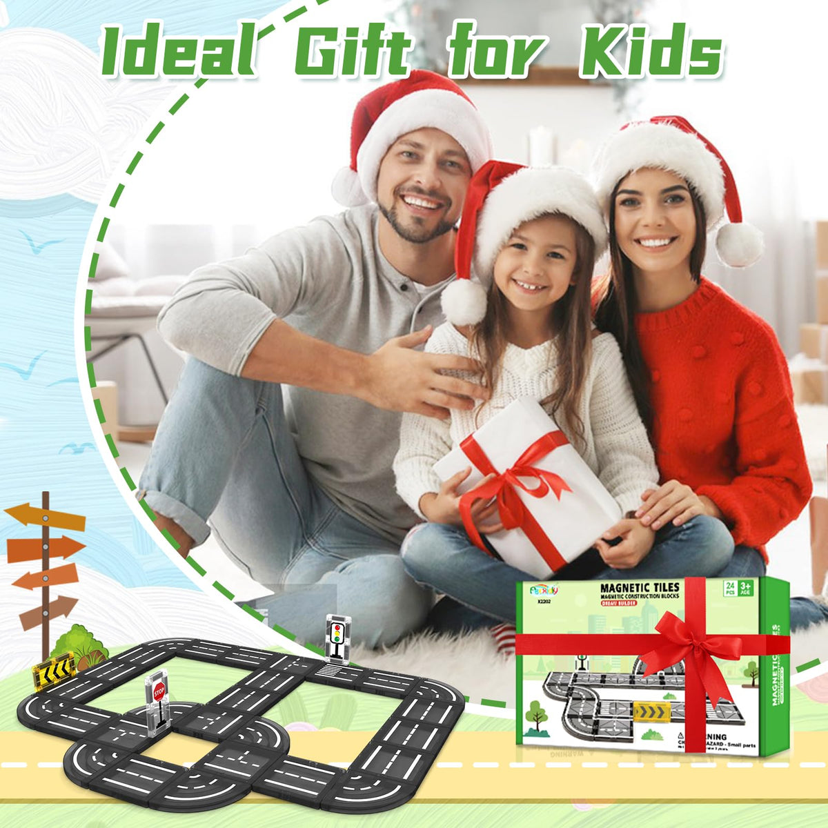 Feoxialy Magnetic Tiles Road Building Blocks for Kids Magnet Tiles Set Toys 🍁 All In One Marketplace Canada