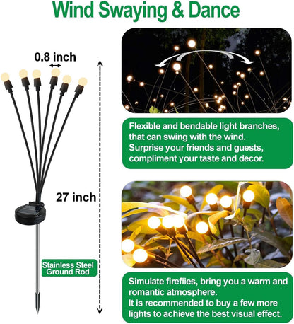 SIOTMERA 6 Count Solar Lights Outdoor Waterproof IPX5, Solar Garden Lights, Wind Swaying Firefly Lights, Christmas Lights Outdoor, for Yard Lawn Pathway Decoration Lighting, WarmYellow 🍁 All In One Marketplace Canada