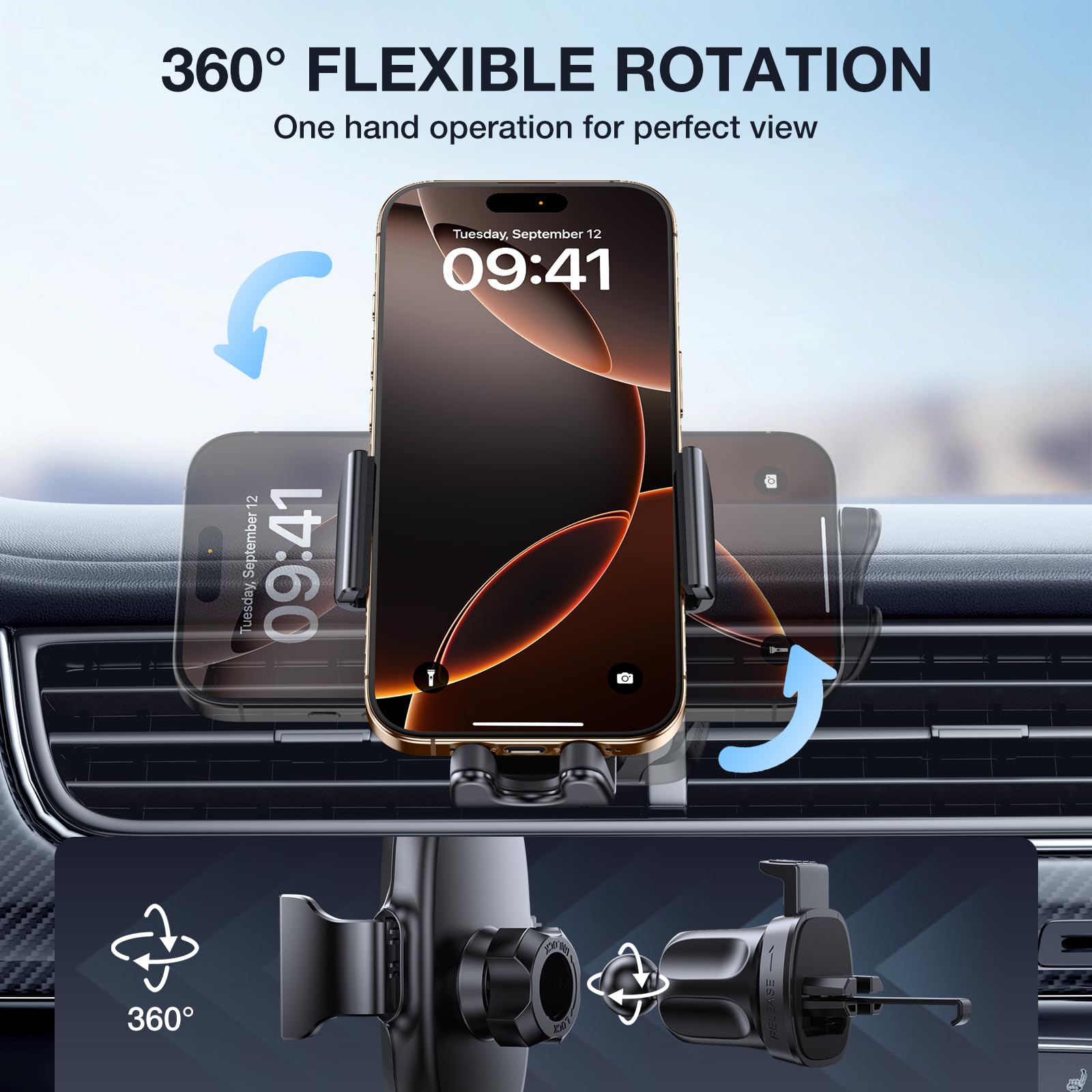 Miracase Phone Holder for Car Vent【2026 Wider Clamp & Metal Hook】 Car Phone Holder Mount for Vent Clip Hand Free Cell Phone Car Mount for iPhone 17 Pro Max 16 15 14 13 12 Samsung S25 Car Accesorries - Available at All In One Marketplace Canada