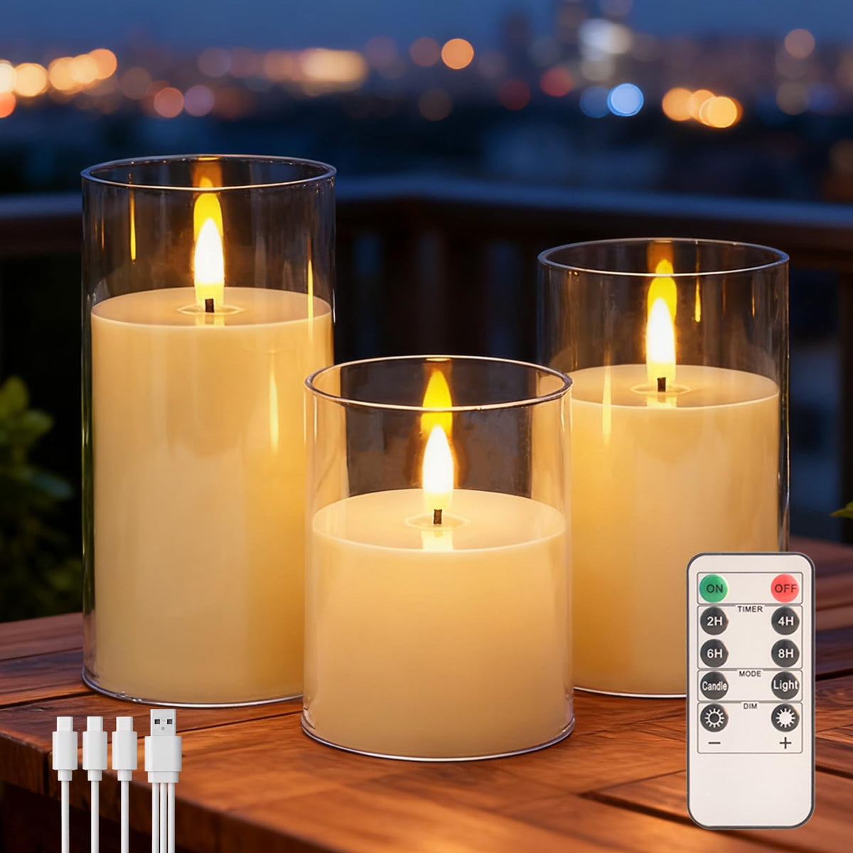Eynshoo 3-Pack Rechargeable Flameless Candles with Remote & Timer, Flickering LED Candles for Living Room, Fireplace, TV Stand & Bedroom Night Light, Holiday Party Decor, Housewarming Gift (Yellow) 🍁 All In One Marketplace Canada