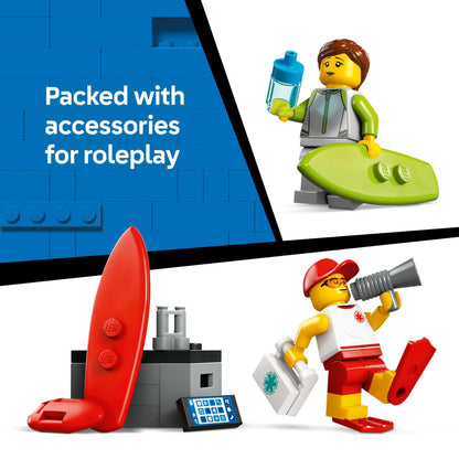 LEGO City Lifeguard Beach Rescue Truck Toy - Building Toy for Kids, Boys and Girls, Ages 6+ - Includes 2 Minifigures, Shark Toy - Gift for Beach-Loving Kids - 60453 LEGO