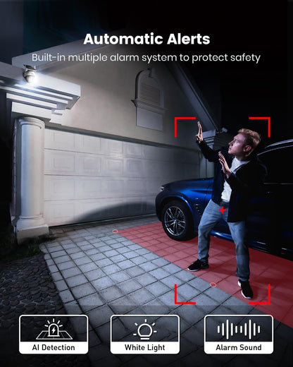AOSU Solar Camera Security Outdoor - 100% Wire-Free Security Cameras Wireless Outdoor for Home Surveillance with Fixed Solar Panel, 360° View, Human Auto Tracking, 2K Color Night Vision,1 Pack