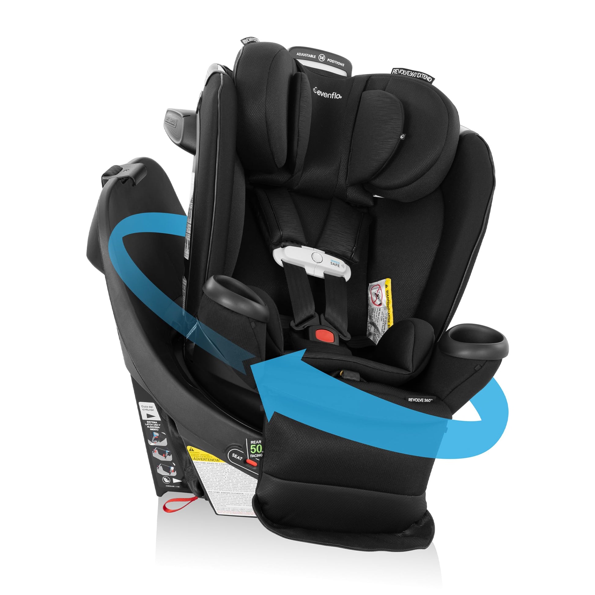 Evenflo Gold Revolve360 Extend All-in-One Rotational Car Seat with SensorSafe - Onyx Evenflo