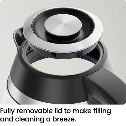 Chefman Electric Kettle, 1.8L 1500W, Hot Water Boiler, Removable Lid for Easy Cleaning, Auto Shut Off, Boil-Dry Protection, Stainless Steel Filter, BPA Free, Borosilicate Glass Electric Tea Kettle - Available at All In One Marketplace Canada