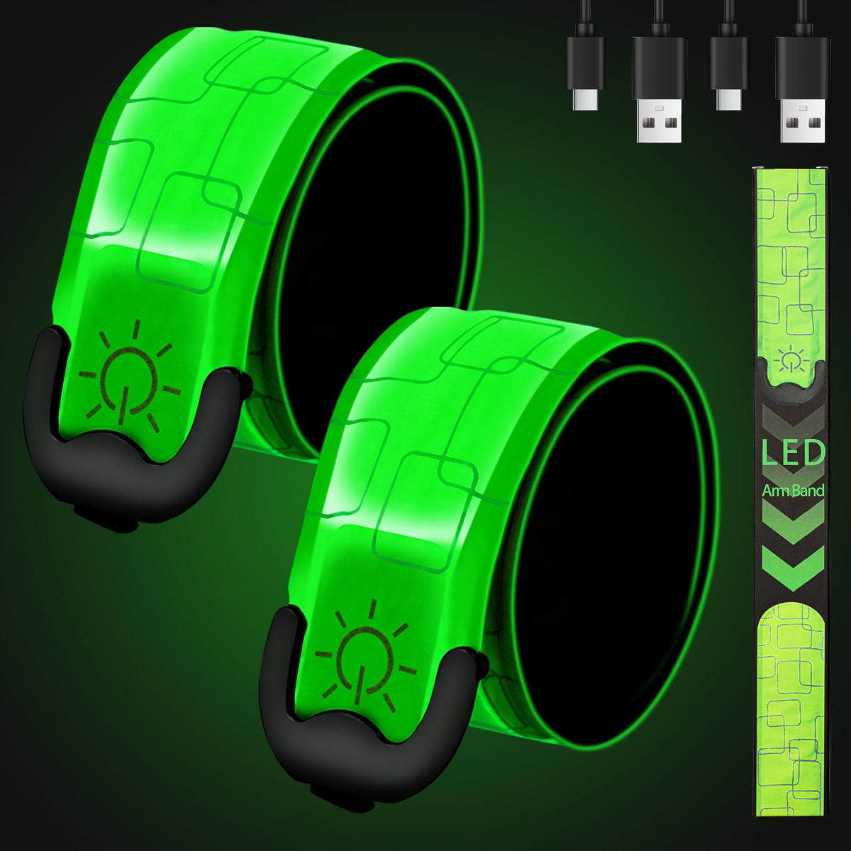 Gelapa 2 Pack Running Lights for Runners, LED Reflective Arm Bands Recharge 🍁 All In One Marketplace Canada
