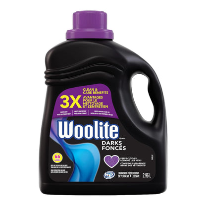 Woolite Darks Laundry Detergent for Dark Clothing; 2.96 L, 66 Loads; Helps Keep Clothes Looking Like New with Advanced Care & Fabric Guard Complex; Protects from Fading & Pilling Up 20 Washes - Available at All In One Marketplace Canada