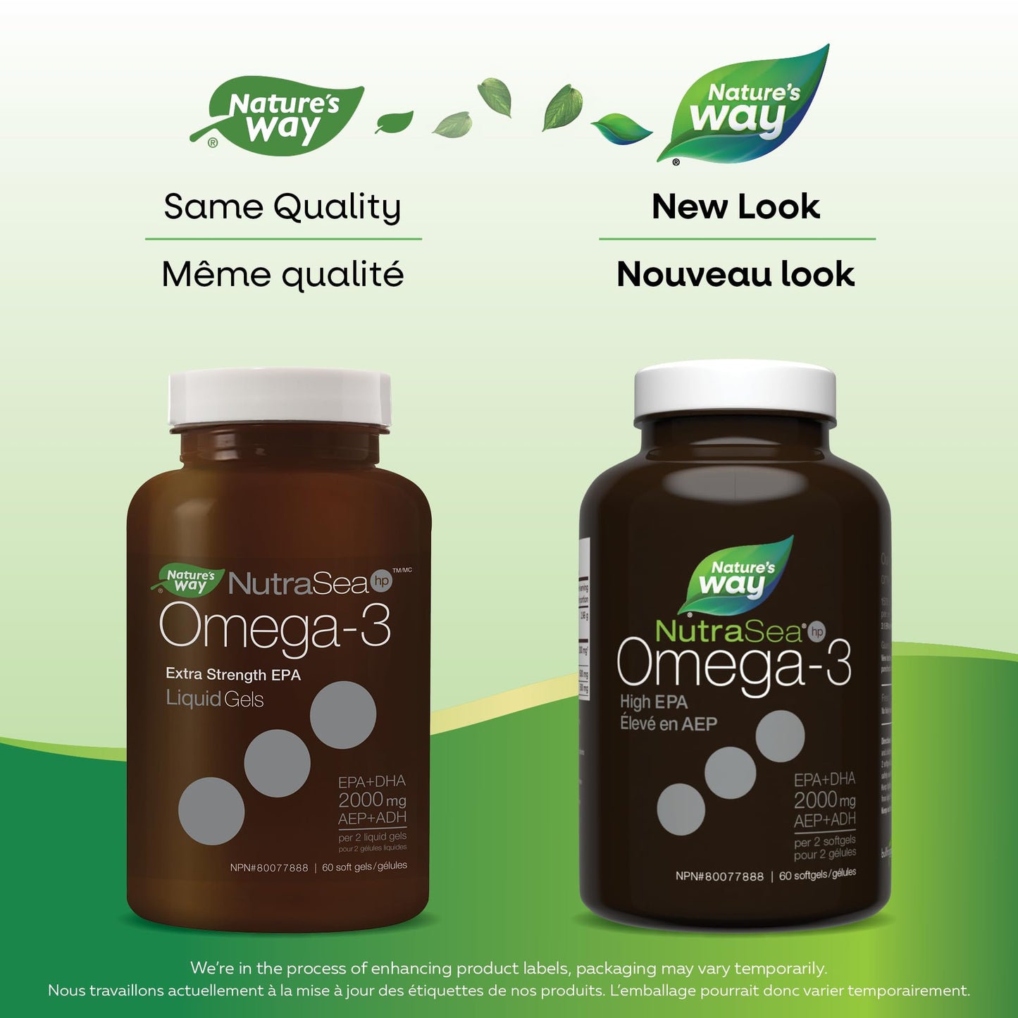 Nature's Way NutraSea HP Omega 3 Extra Strength Supplement with Fish Oil – Fresh Mint Flavour – Heart & Brain Support for Adults and Kids 9+ – 60 Softgels - Available at All In One Marketplace Canada