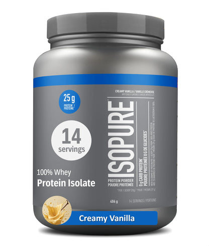 Isopure Zero Carb Whey Protein Isolate Powder - Creamy Vanilla Flavor - 25g Per Serving, 14 Servings (406g)