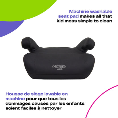 Cosco Kids Topside Lightweight Backless Belt-Positioning Booster Car Seat, Washable Cover, Black