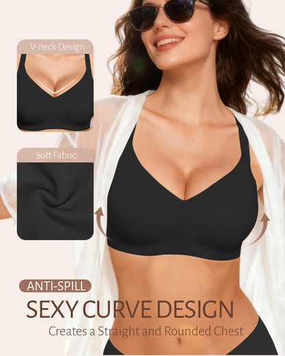 Gailife Womens Jelly Bra for Women Wireless Bras Seamless No Underwire Supportive Full Coverage T-Shirt Bra -New-Black-L