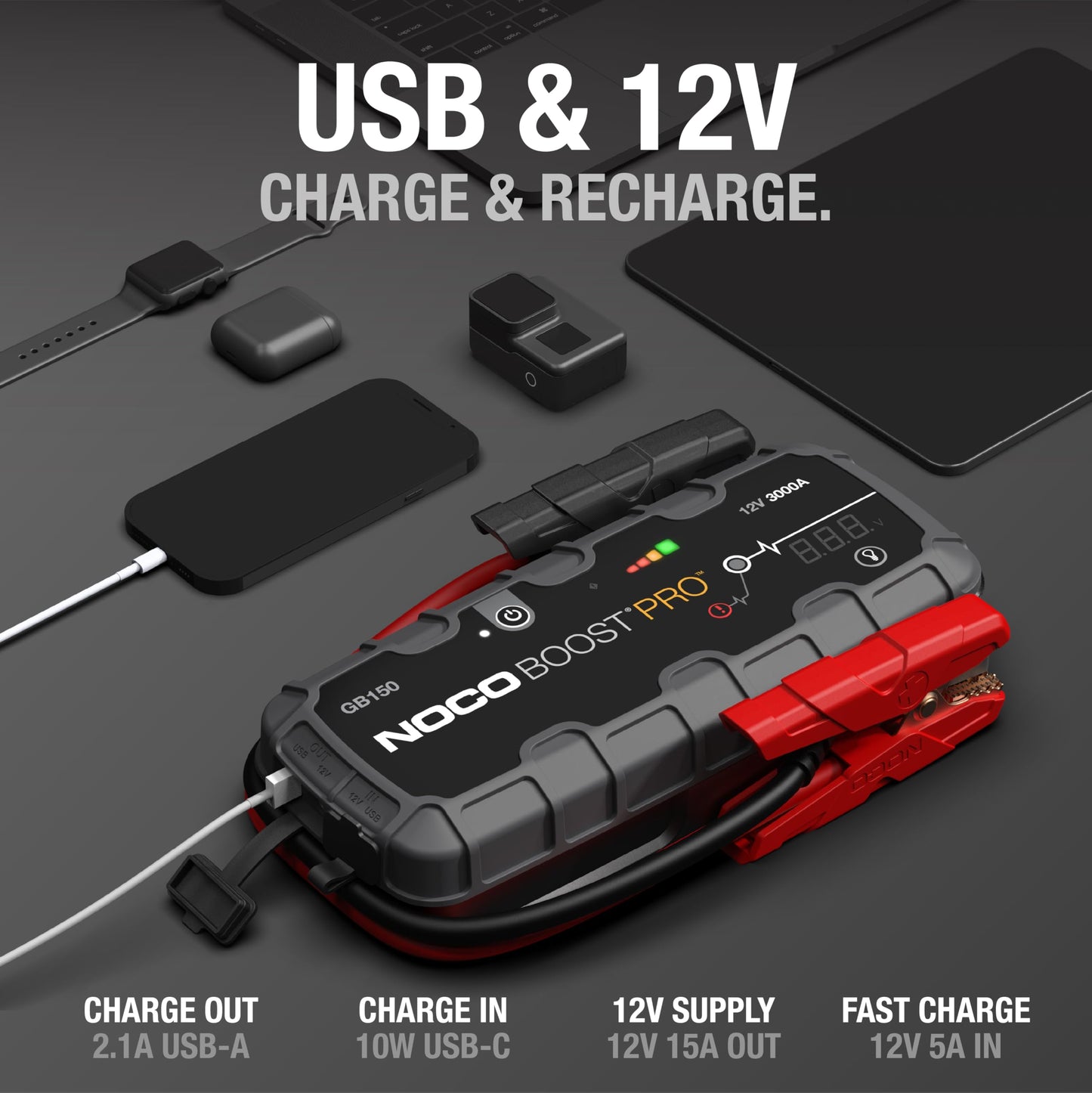NOCO Boost GB150 3000A UltraSafe Jump Starter, 12V Lithium Battery Booster NOCO