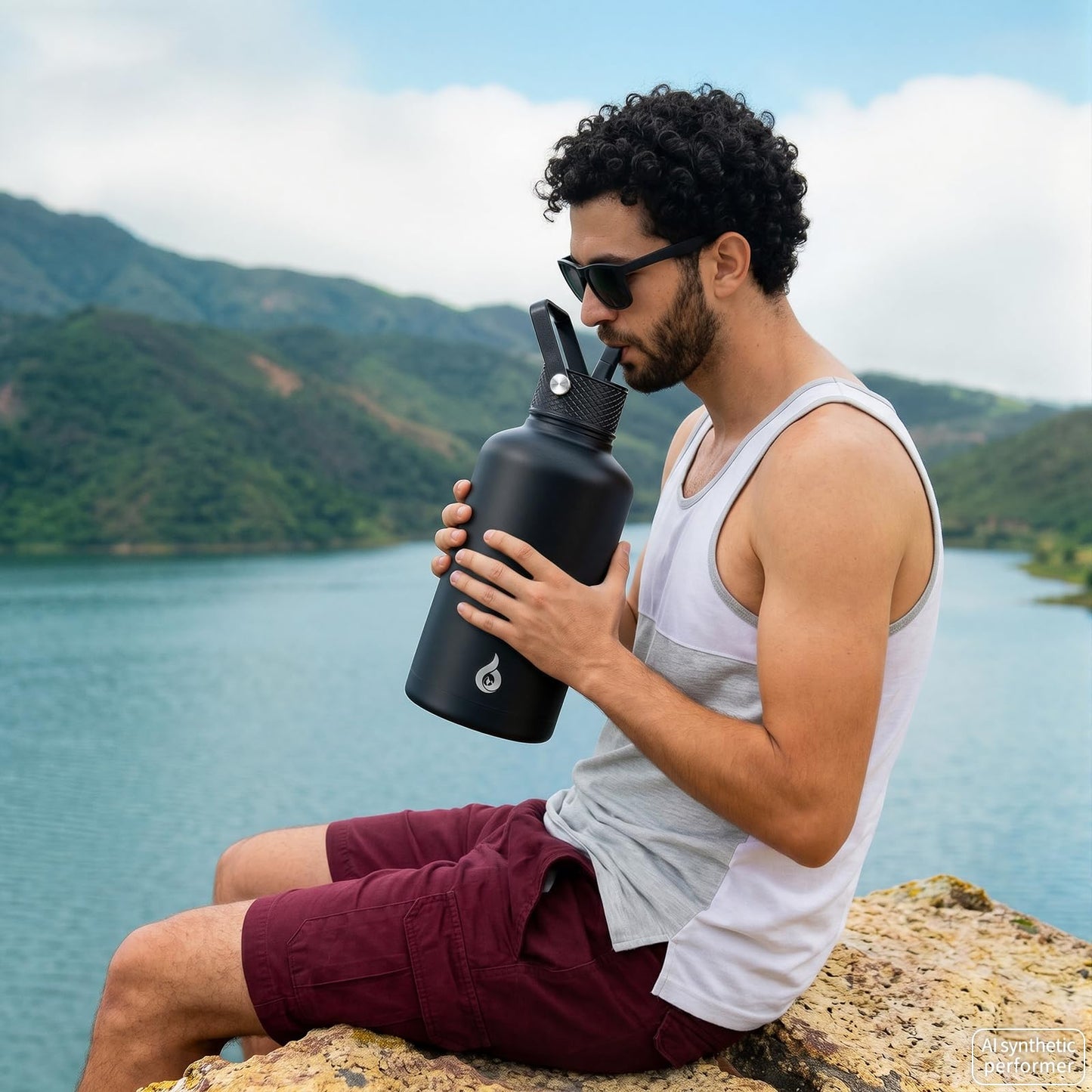 BJPKPK 64oz Insulated Water Bottle, Half Gallon Water Jug with Straw Lid BJPKPK