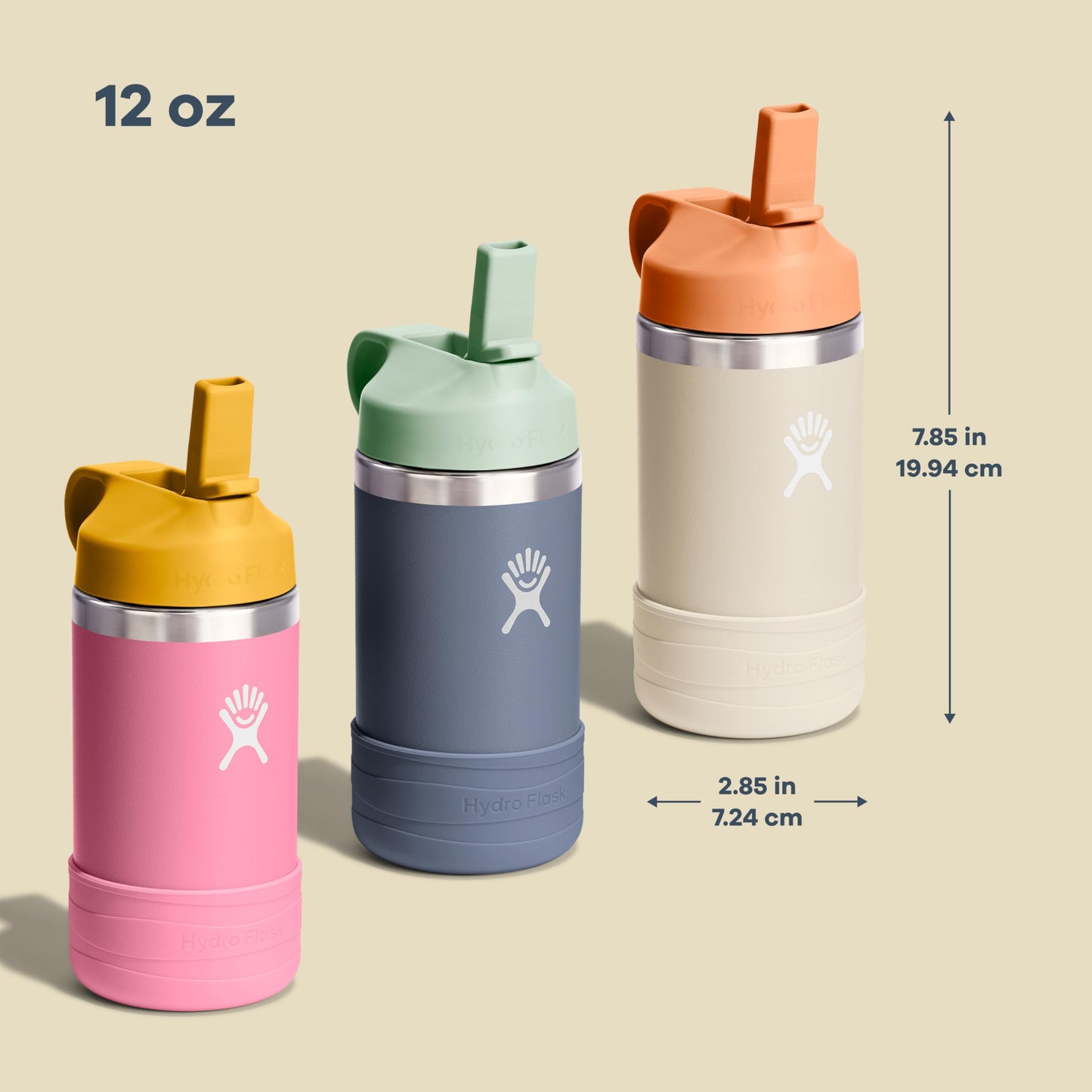 12 Oz Kids Wide Mouth Straw Cap and Boot Coconut Hydro Flask