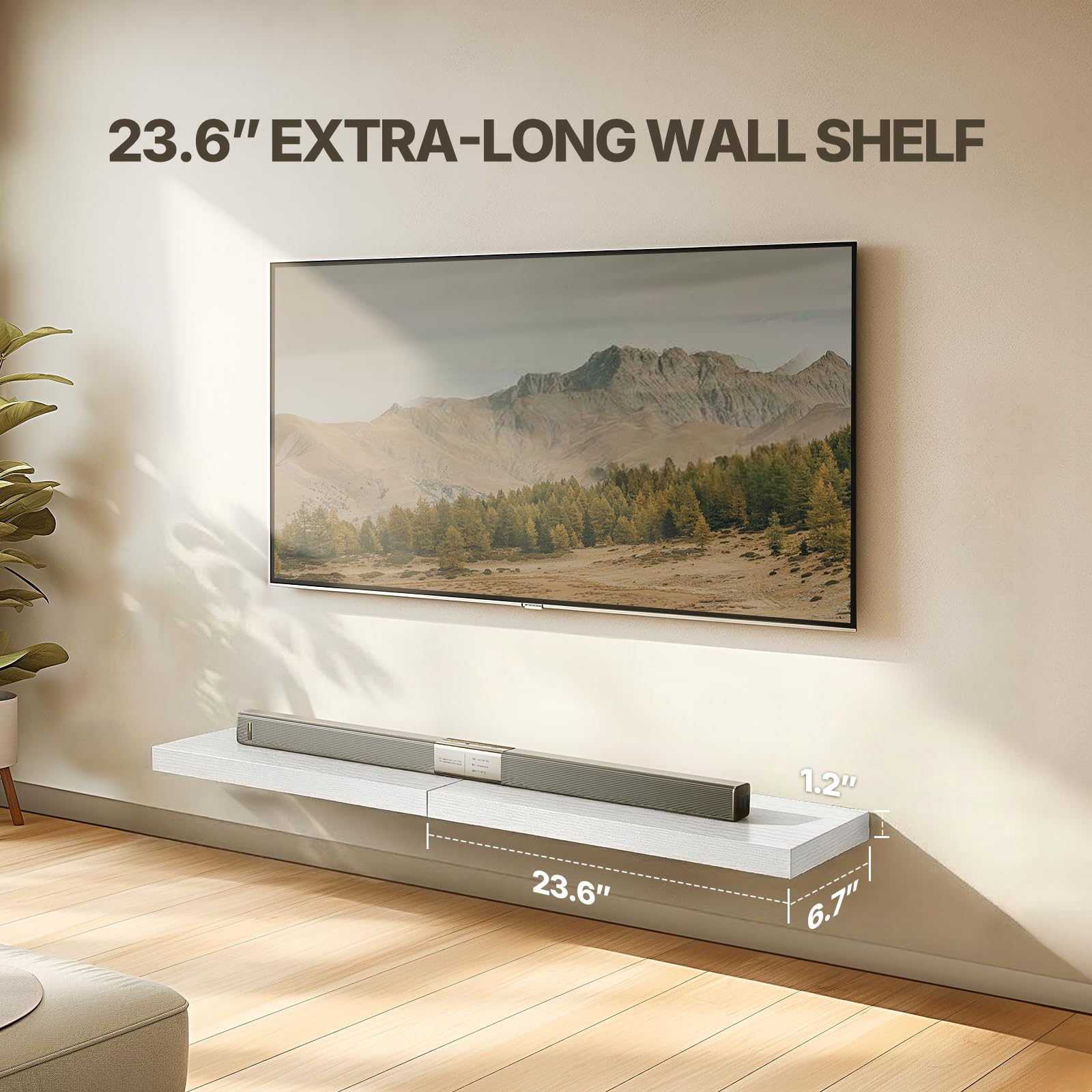 Amada 24 inch L Floating Shelves with Invisible Brackets, Set of 2, White AMADA HOMEFURNISHING