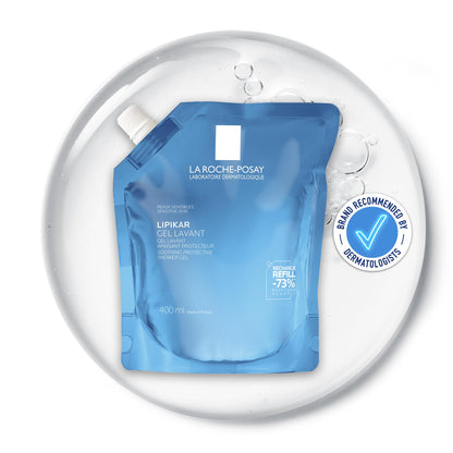 La Roche-Posay Body Wash Refill, Lipikar Cleansing & Moisturizing Gel Body Wash with Shea Butter & Niacinamide for Dry & Sensitive Skin, Soap Free, Paraben Free, 400mL Refill La Roche-Posay