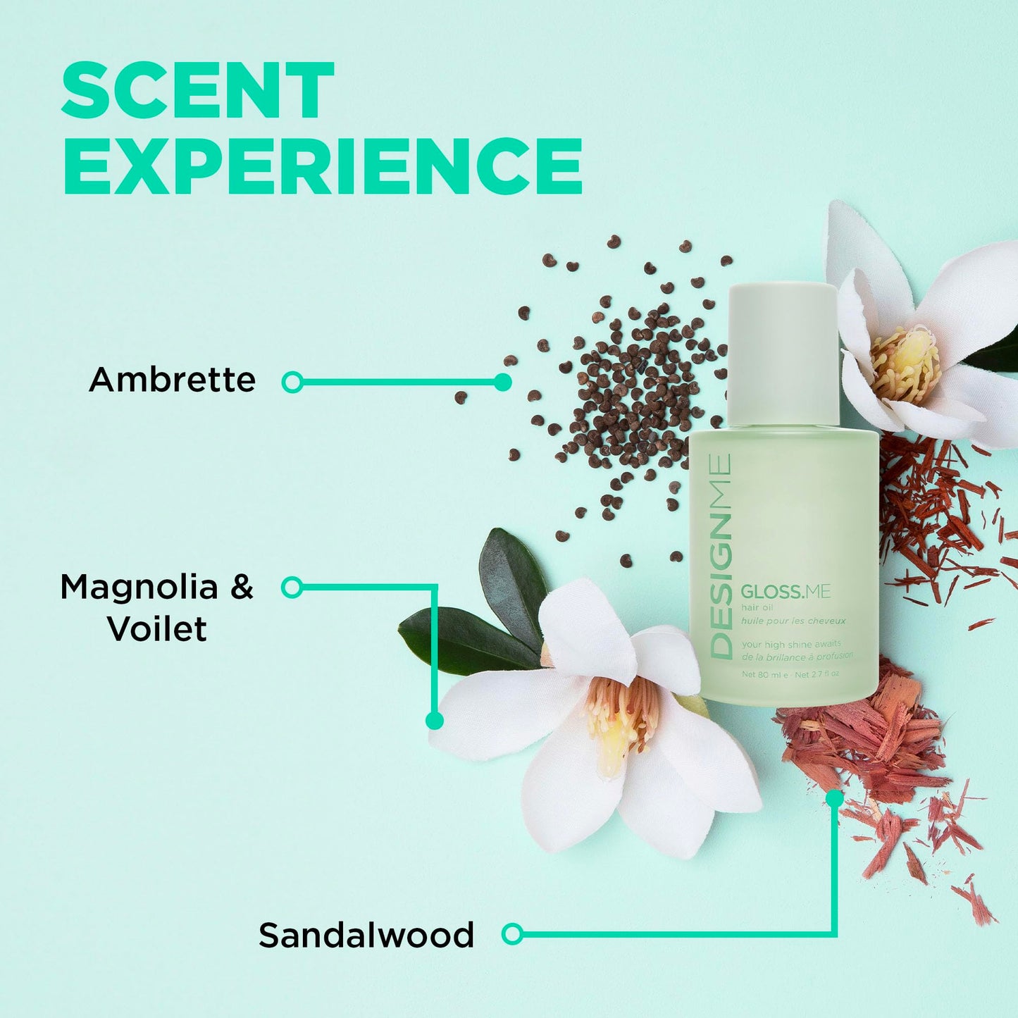 Design.Me GLOSS.ME Hair Oil - Anti Frizz Hair Serum - Heat Protection, Smooths Dry Ends - Adds Shine, Smoothens & Hydrates with Argan Oil - For Straight, Wavy & Curly Textures - No Paraben & Sulfate - Available at All In One Marketplace Canada